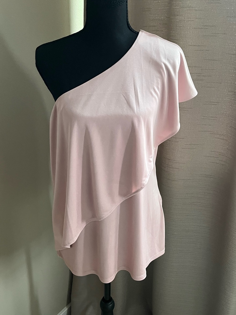 Blush Pink One-Shoulder Blouse by White House Black Market • Size Medium • NWT
